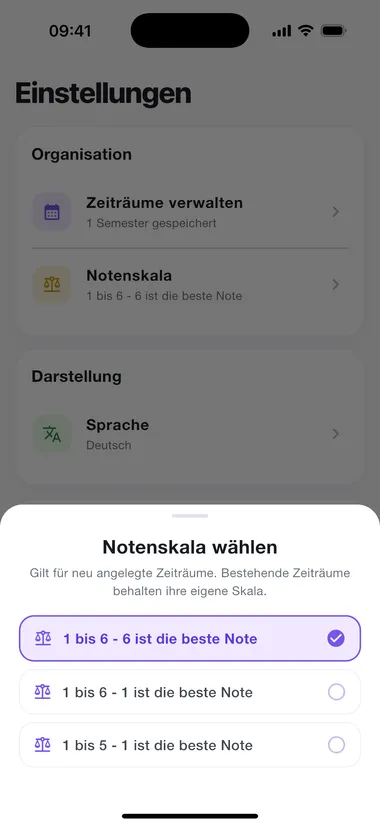 Die Notenskala wählen — nach ihrer Form, nicht nach Land